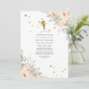 Pink and Gold Fairy themed Celebration of Life Invitation
