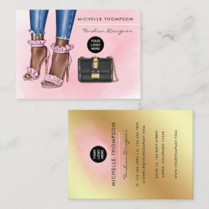 Pink and Gold Fashion Business Card