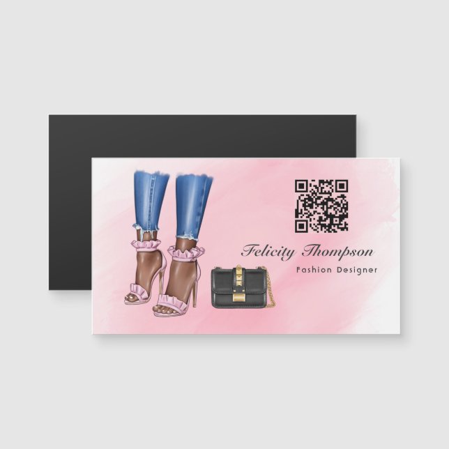 Pink and Gold Fashion Designer QR Code (Front/Back)