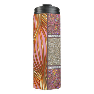 Pink and Gold faux glitter Thermal Tumbler