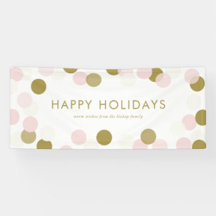 PInk and Gold Festive Confetti Dots Happy Holidays Banner