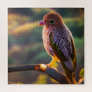 Pink and Gold Finch-a-keet Jigsaw Puzzle
