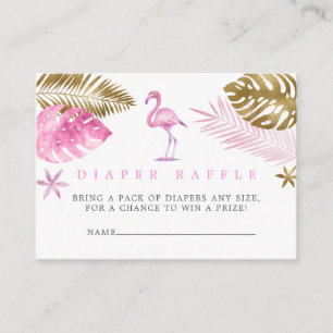 Pink and Gold Flamingo Baby Shower Diaper Raffle Enclosure Card