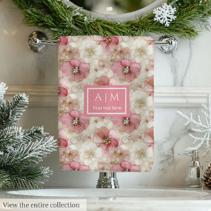 Pink and Gold Floral Bath Towel Modern Chic Gift