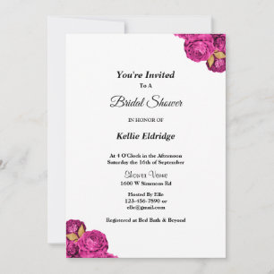 Pink And Gold Floral Bridal Shower Invitation
