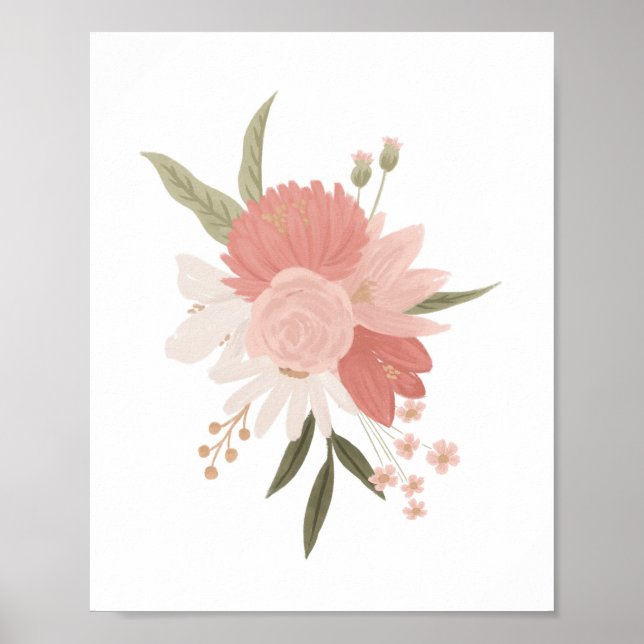 Pink and Gold Floral Greenery Girl Nursery Decor (Front)