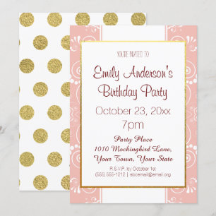 Pink and Gold Floral Invitation