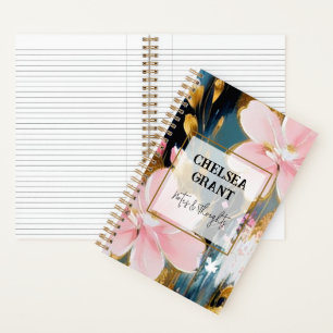 Pink and gold floral personalised journal