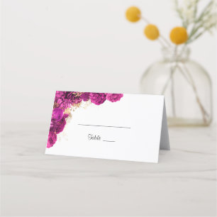 Pink And Gold Floral Wedding Guest Name Place Card