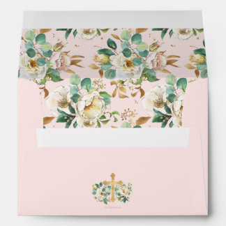 Pink and Gold Floral with Cross Envelope