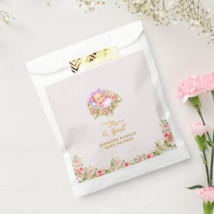 Pink and Gold Flower theme its a girl baby shower Favour Bag