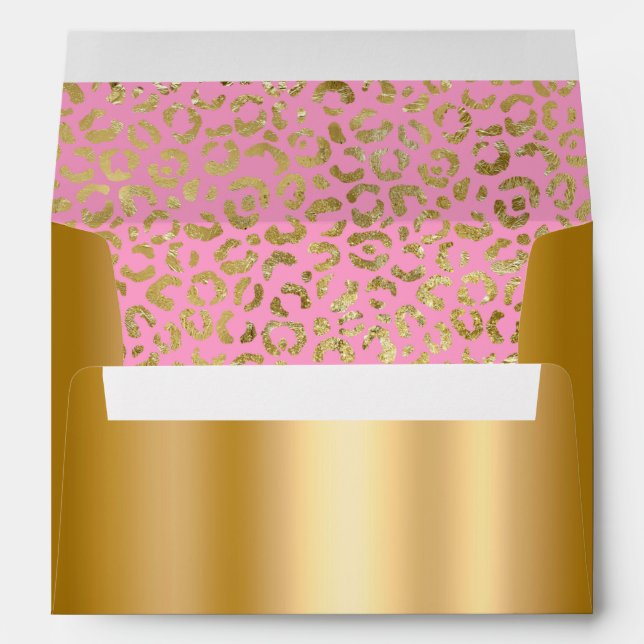 Pink and Gold Foil and Shimmer Leopard Glam Envelope (Back (Bottom))