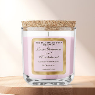 Pink and Gold Foil Candle Label