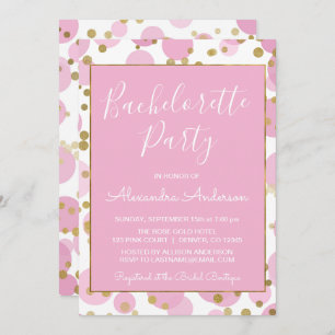 Pink and Gold Foil Confetti Bachelorette Party Invitation