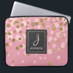 Pink and Gold Foil Confetti Elegant Monogram Laptop Sleeve<br><div class="desc">Pink and Faux Gold Foil Confetti Elegant Monogram Case. This case can be customised to include your initial and full name.</div>