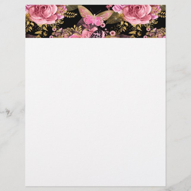Pink and Gold Foil Floral Butterfly Pattern (Front)