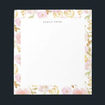 Pink and Gold Foil Floral Pattern Personalized Notepad<br><div class="desc">Customizable floral notepad. It features a floral pattern of pink watercolor flowers,  gold foil flowers and greenery accents. Personalize by adding names and other details This pink floral notepad is perfect as a gift.</div>