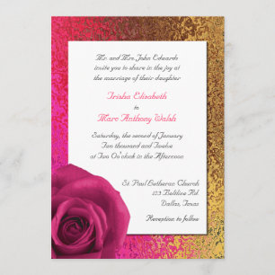 Pink and Gold Foil Look Wedding Invitation