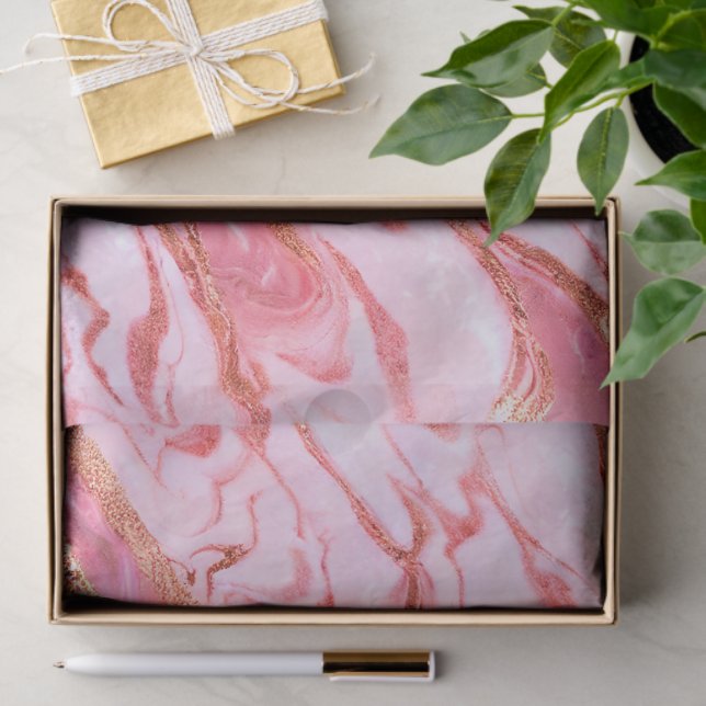Pink and Gold Foil Marble Tissue Paper (Gift)