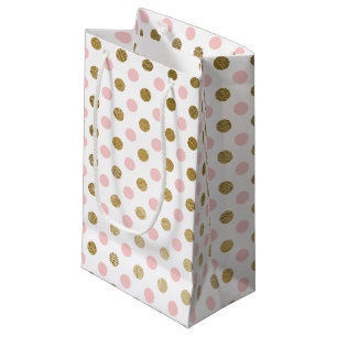 Pink and Gold Foil Polka Dot Pattern Small Gift Bag