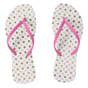 Pink and Gold Foil Polka Dot Pattern Thongs