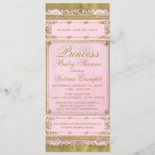 Pink and Gold Foil Princess Baby Shower Invitation