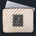 Pink and Gold Foil Stripe Elegant Monogram Laptop Sleeve<br><div class="desc">Pink and Faux Gold Foil Striped Elegant Monogram Case. This case can be customised to include your initial and full name.</div>