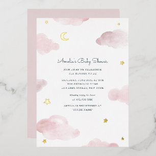 Pink and Gold Foil Sweet Dreams Baby Shower Invite