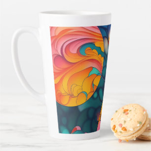pink and gold full moon Tree Silhouette Latte Mug
