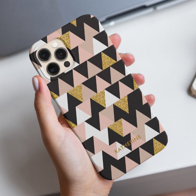 Pink and Gold Geometric Abstract Pattern Case-Mate iPhone Case (Creator Uploaded)