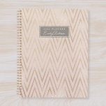 Pink and Gold Geometric Pattern Planner<br><div class="desc">Custom-designed planner notebook featuring pink and gold zig-zag geometric style pattern.</div>