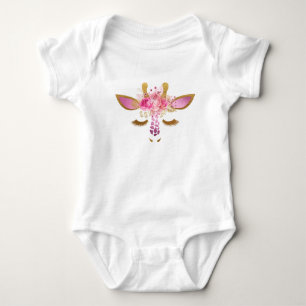Pink and Gold Giraffe Baby Romper Bodysuit