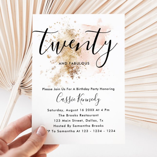 Pink And Gold Girl 20th Birthday Invitation (Creator Uploaded)
