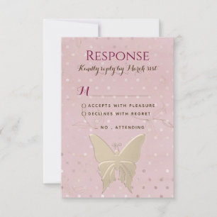 Pink And Gold Girl Birthday RSVP Card