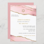 Pink and Gold Glitter Agate, Bat Mitzvah Invitatio Invitation<br><div class="desc">This modern design features a beautiful agate border and your custom text.  Use the template form to add your text.  The advanced editing menus,  accessed by choosing "customise further",  will allow you to change the fonts,  colours and layout.</div>