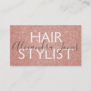 Pink and Gold Glitter and Sparkle  Hair Stylist Business Card