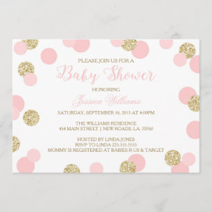 Pink and Gold Glitter Baby Shower Invitations