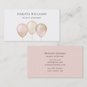Pink and Gold Glitter Balloons Business Card