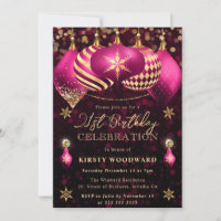 Pink and Gold Glitter Baubles 21st Birthday