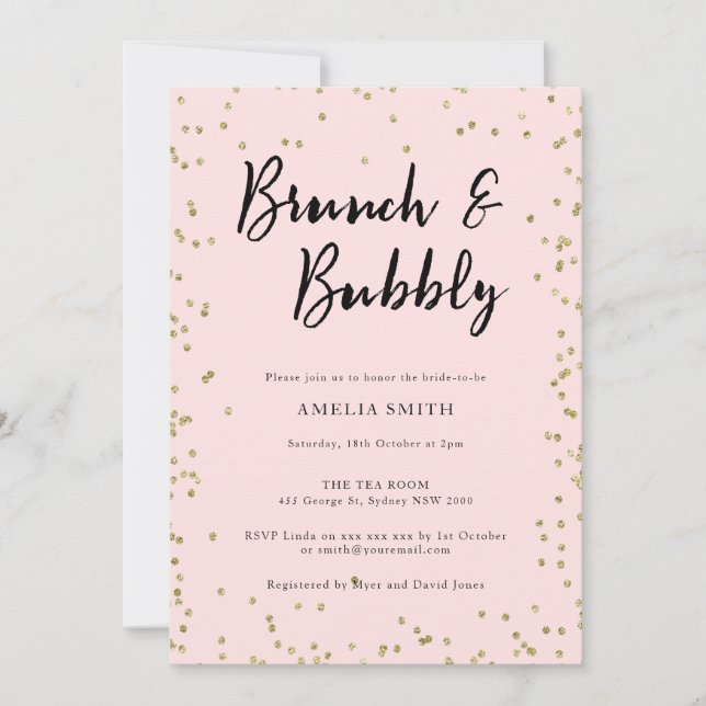 Pink and Gold Glitter Bridal Shower Party Invitati Invitation (Front)