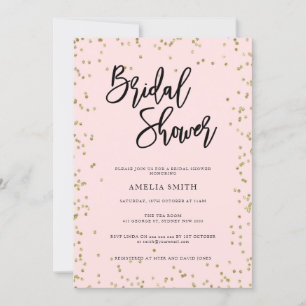 Pink and Gold Glitter Bridal Shower Party Invitati Invitation