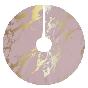 Pink and gold glitter brushed polyester tree skirt