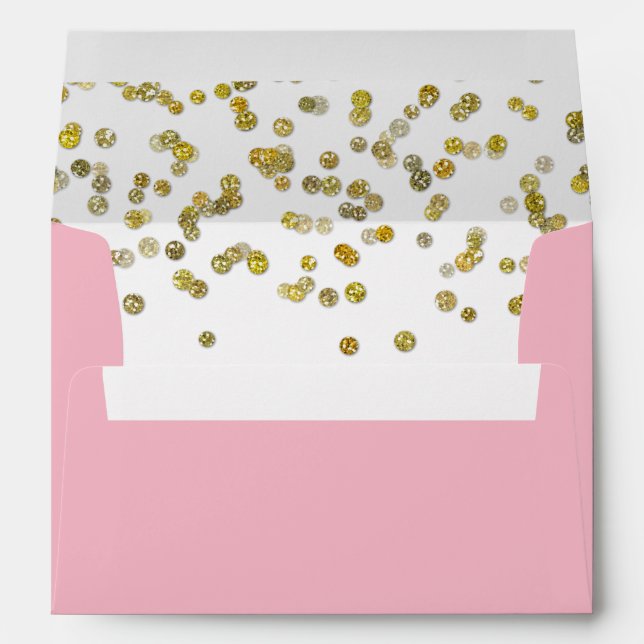 Pink and Gold Glitter Confetti Envelope (Back (Bottom))