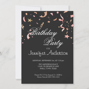 Pink and Gold Glitter Confetti on Black Background