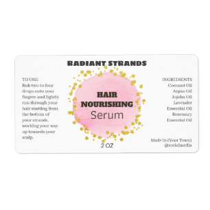 Pink And Gold Glitter Drops Serum Labels