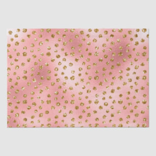 Pink and Gold Glitter Glam Polka Dots Pattern Tissue Paper
