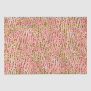 Pink and Gold Glitter Glam Tiger Stripes Pattern Tissue Paper