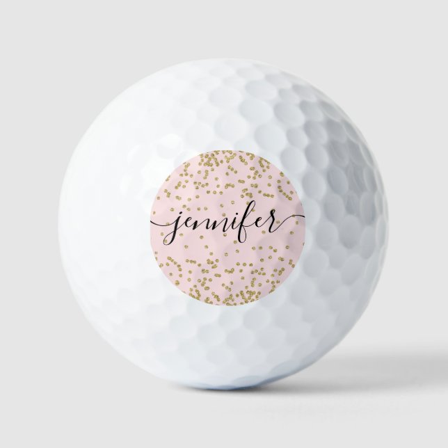 Pink and Gold Glitter Golf Balls (Front)