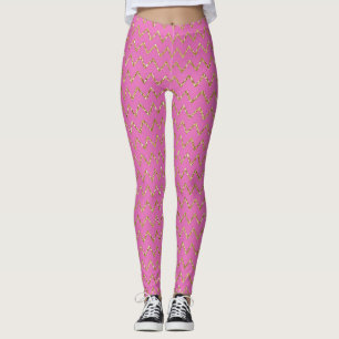 Pink and Gold Glitter Leggings