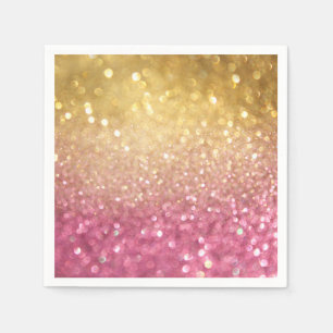 pink and gold glitter look napkin
